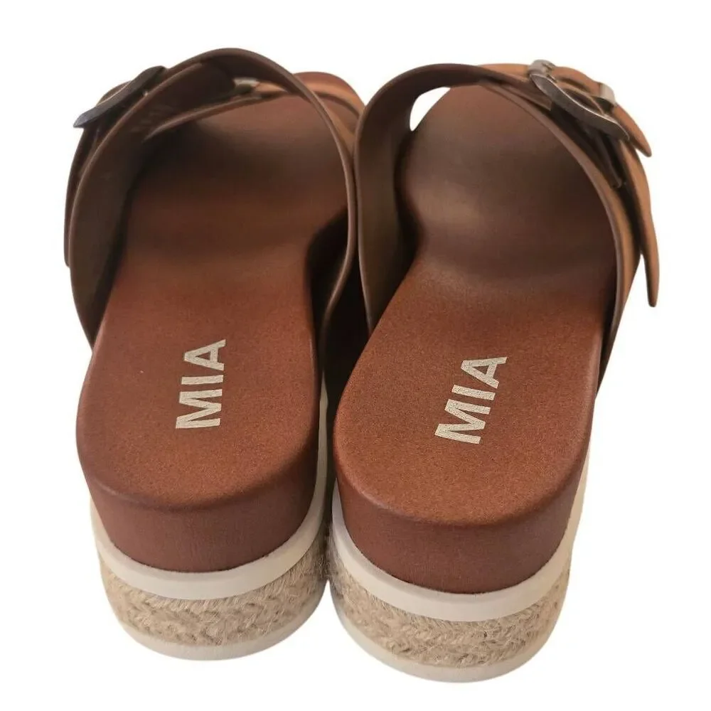 MIA Womens Kely Cognac Dual Strap Slide Espadrille Size 6.5 - Picture 6 of 9